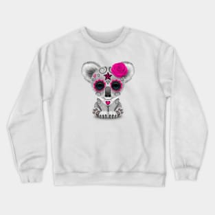 Pink Day of the Dead Sugar Skull Baby Koala Crewneck Sweatshirt